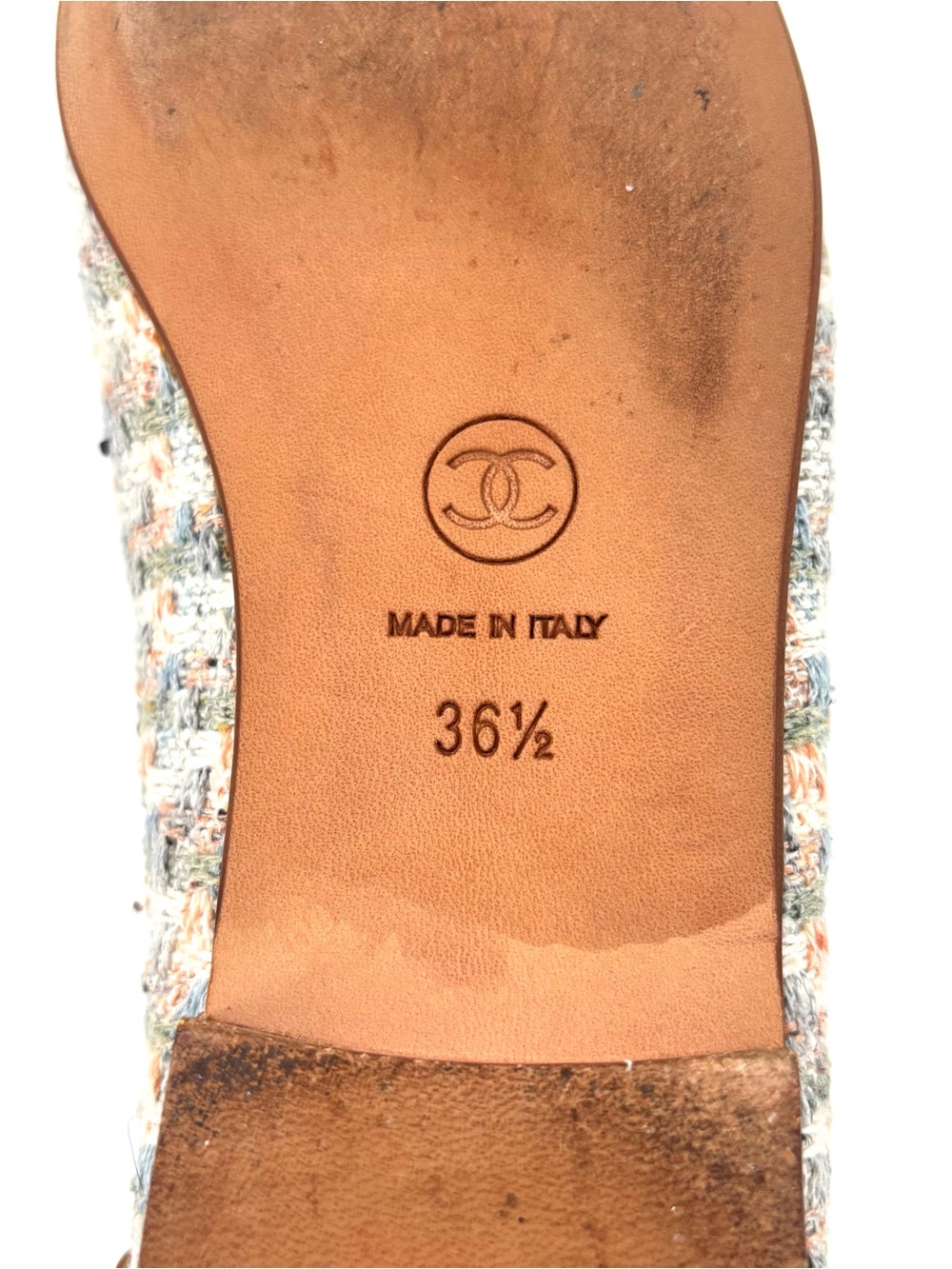 Chanel Tweed Cap Toe Bow CC Logo Ballerina Flats 36.5 - Picture 7 of 8